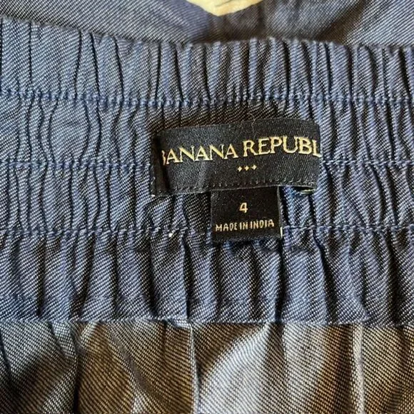 Banana Republic Elastic Waist Chambray Cotton Blend Skirt With Crochet Detail 4 - Picture 8 of 10